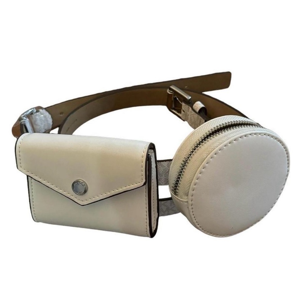 MICHAEL KORS White Leather Logo Belt Bag Fanny Pack - L/XL